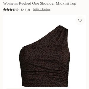 Lands' End Black Leopard One Shoulder Crop Top